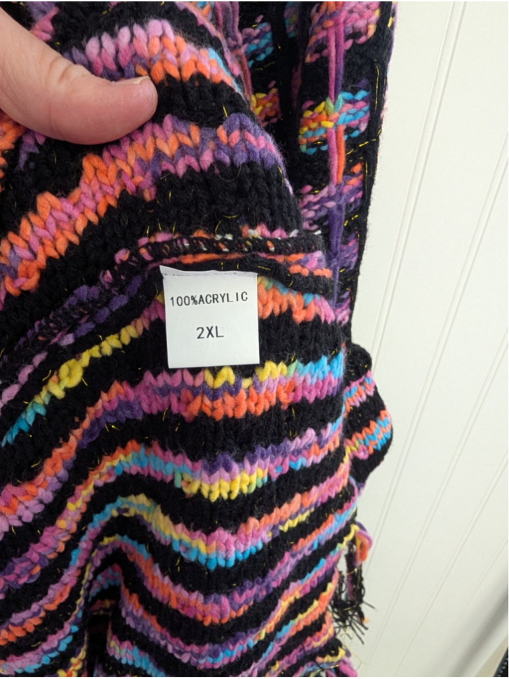 DOUBLE TAKE Boho Knit Duster Cardigan Fringe Oversized Plus 2XL Multicolor Y2K - Picture 6 of 8